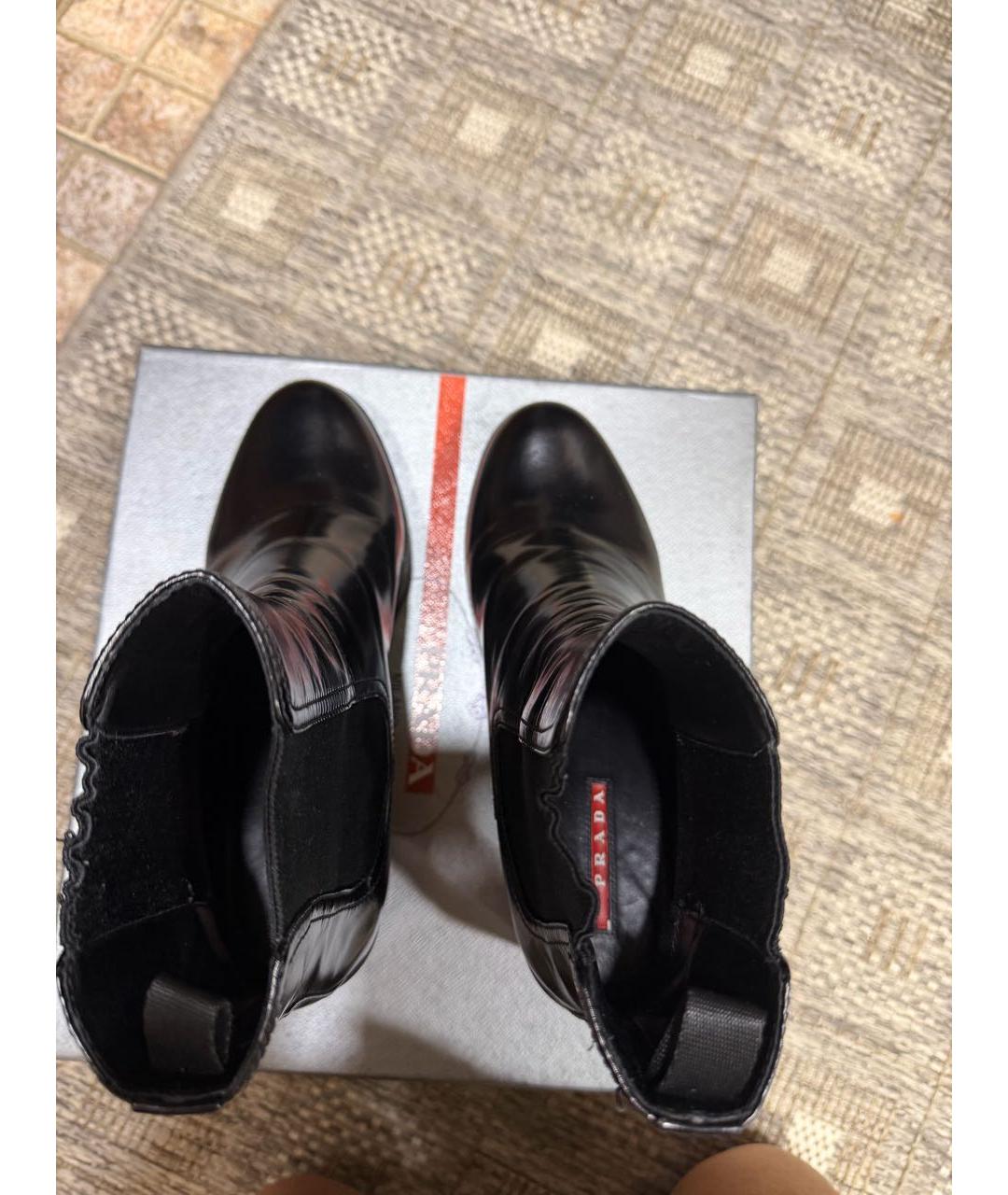 PRADA Черные кожаные полусапоги, фото 3