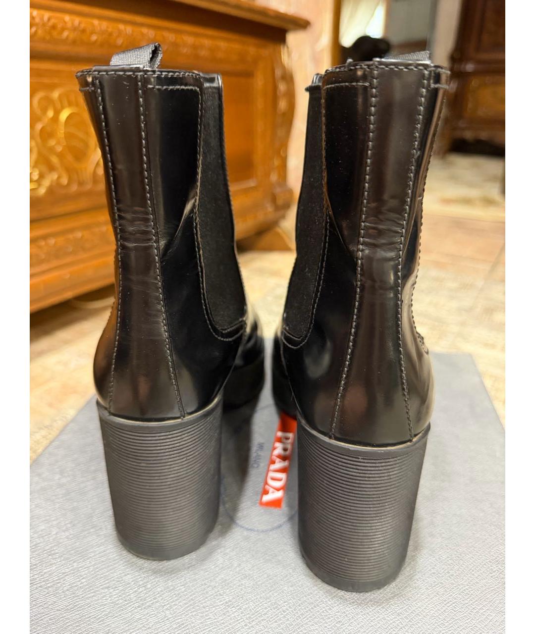PRADA Черные кожаные полусапоги, фото 4