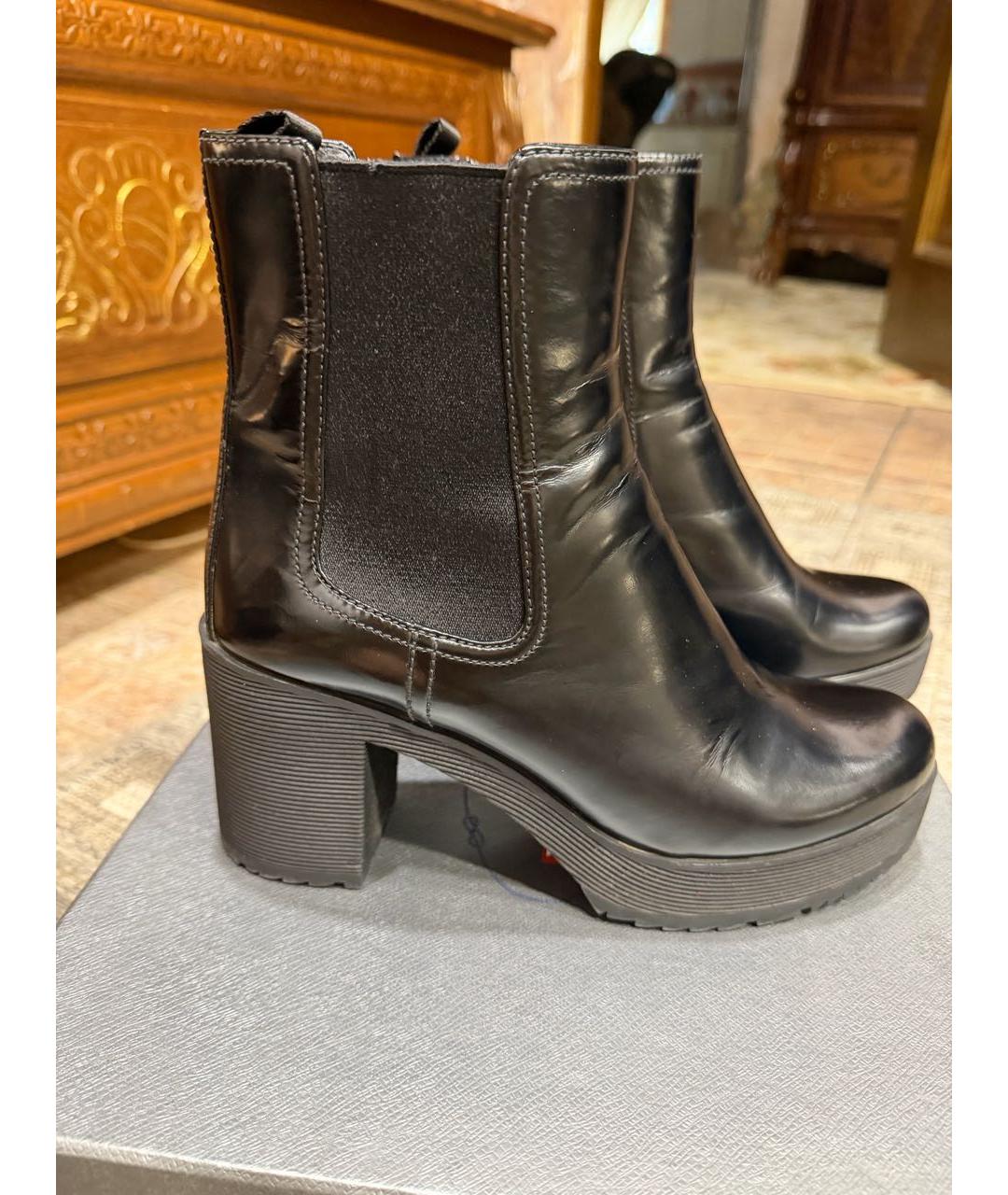 PRADA Черные кожаные полусапоги, фото 5