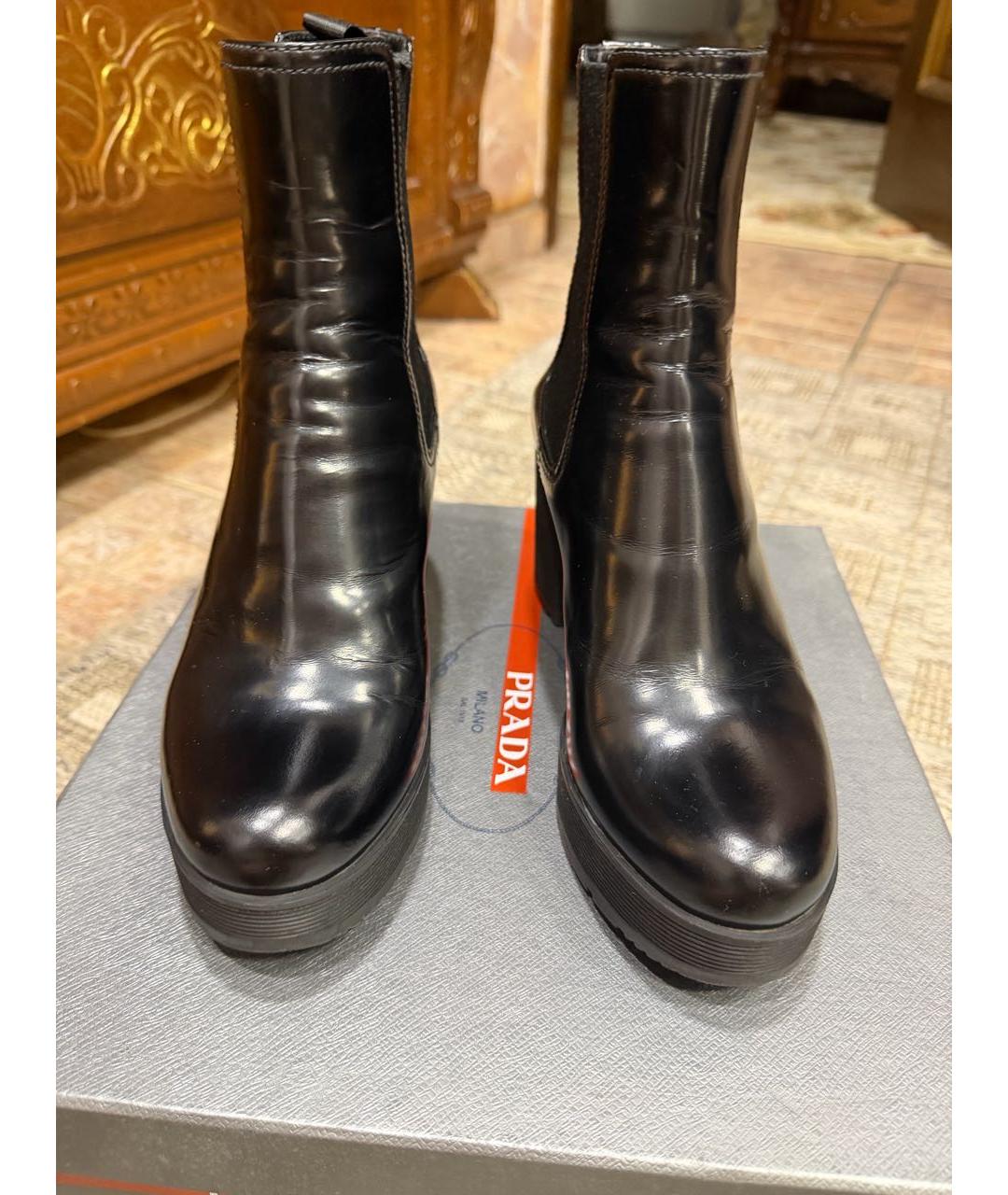 PRADA Черные кожаные полусапоги, фото 2