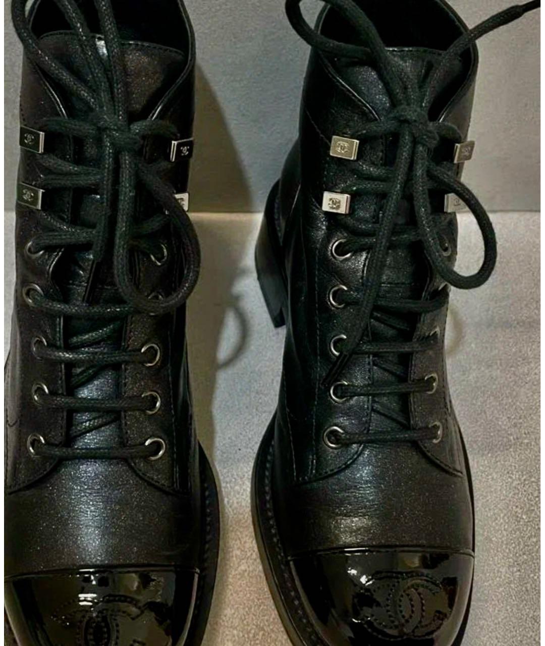 CHANEL Черные кожаные ботинки, фото 3