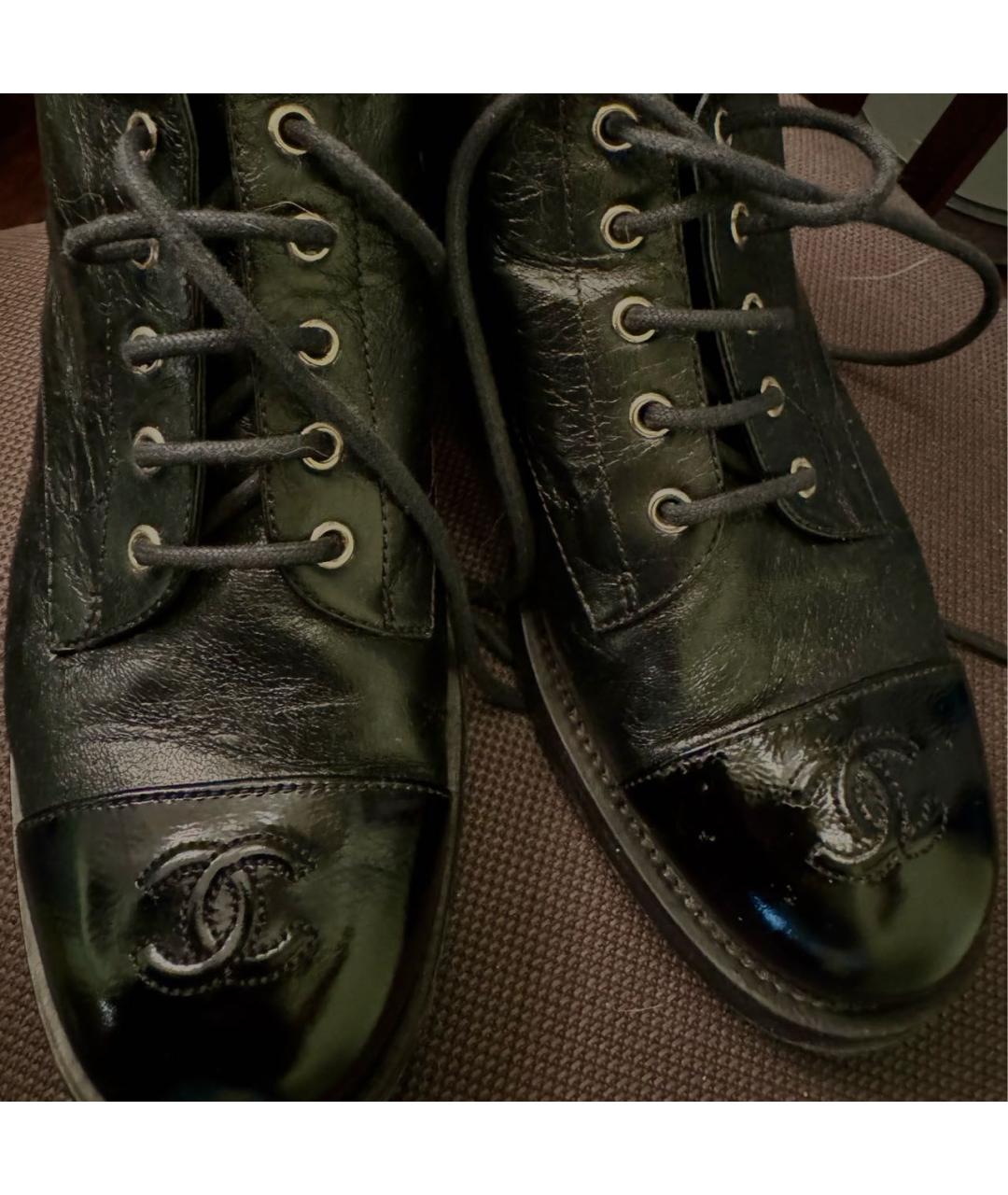 CHANEL Черные кожаные ботинки, фото 4