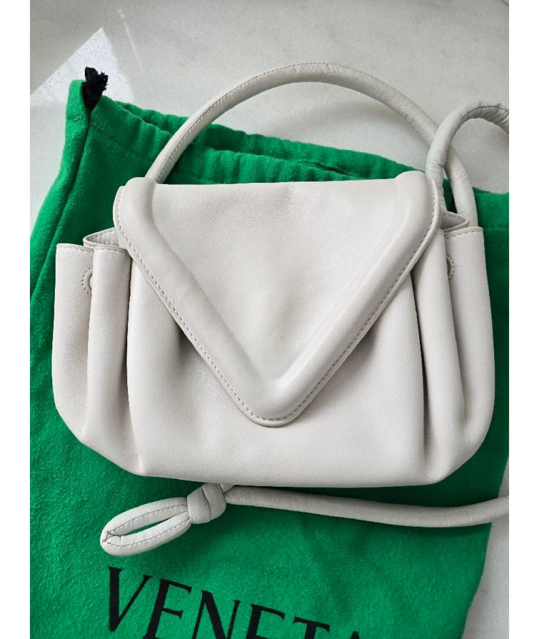 BOTTEGA VENETA Белая кожаная сумка через плечо, фото 3