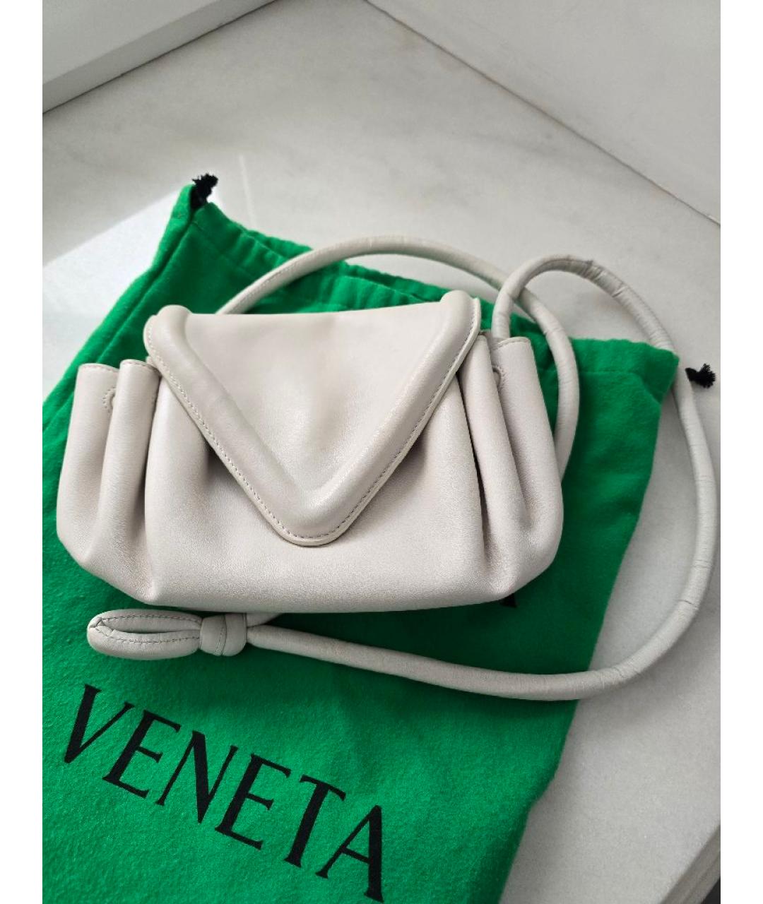 BOTTEGA VENETA Белая кожаная сумка через плечо, фото 2