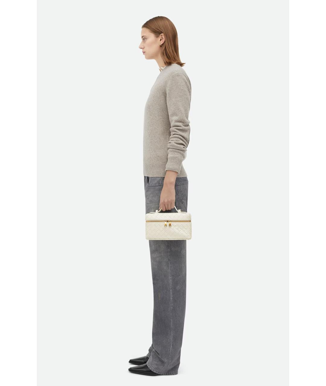 BOTTEGA VENETA Белая кожаная сумка через плечо, фото 6