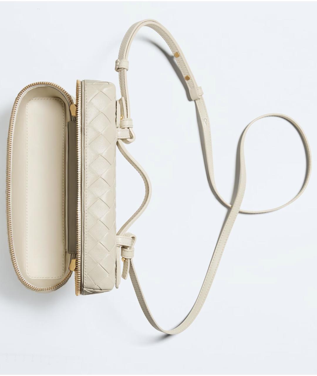 BOTTEGA VENETA Белая кожаная сумка через плечо, фото 3