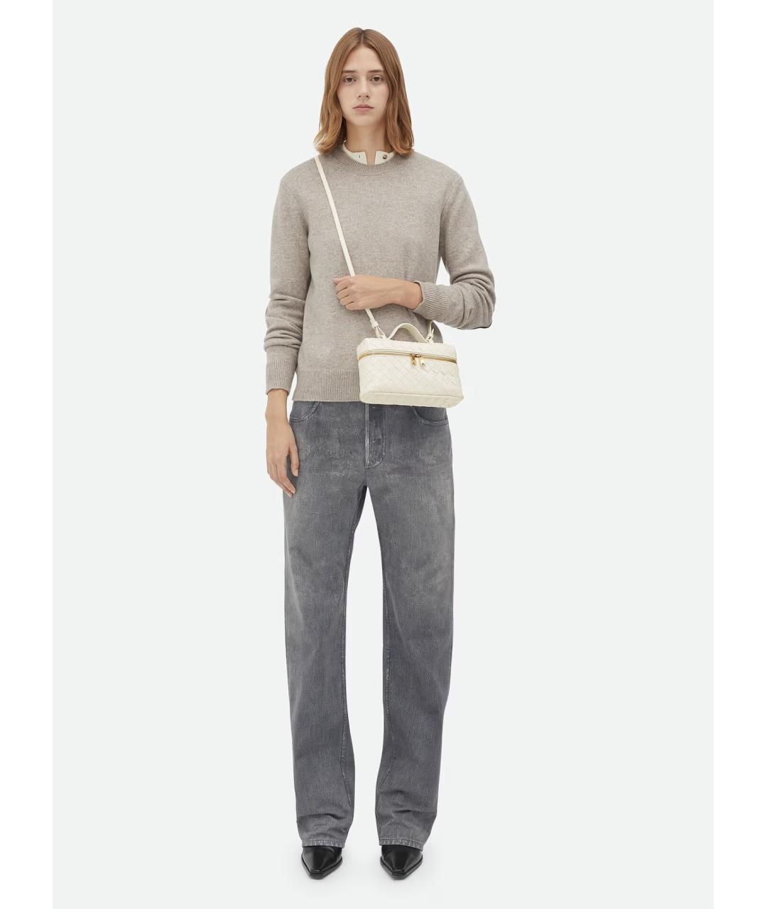 BOTTEGA VENETA Белая кожаная сумка через плечо, фото 2