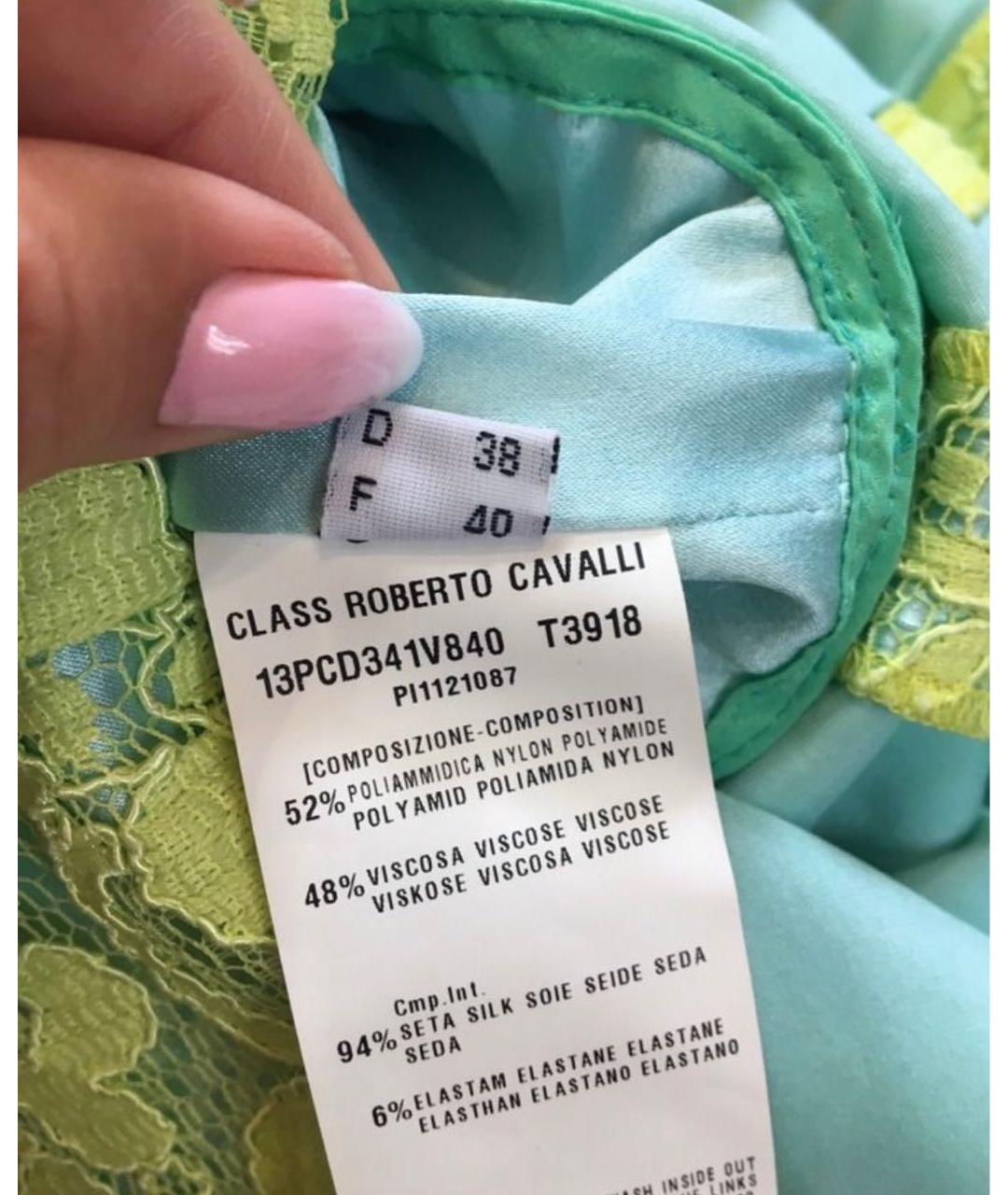 ROBERTO CAVALLI Зеленые вискозное повседневное платье, фото 7