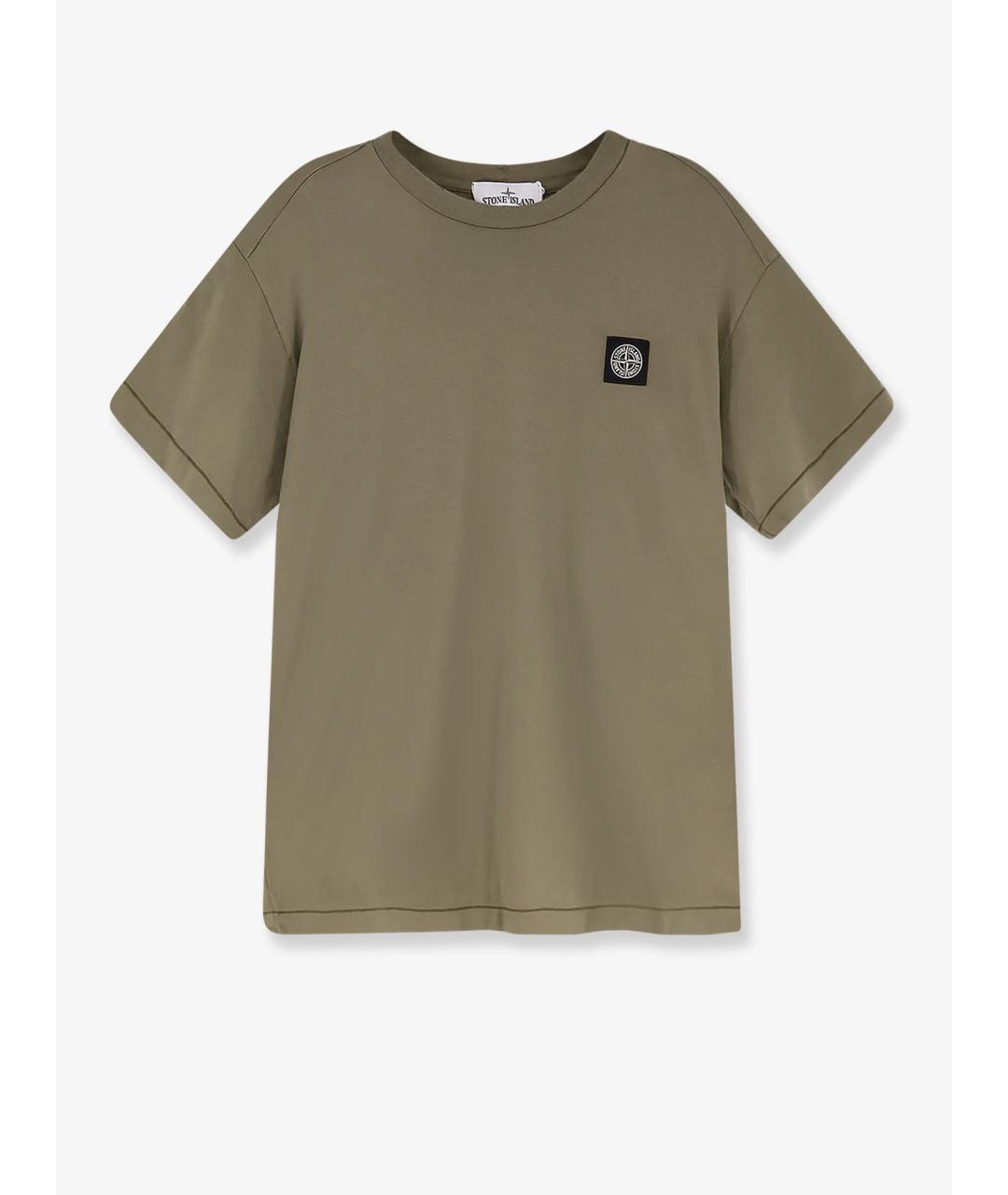 STONE ISLAND Хаки хлопковая футболка, фото 4