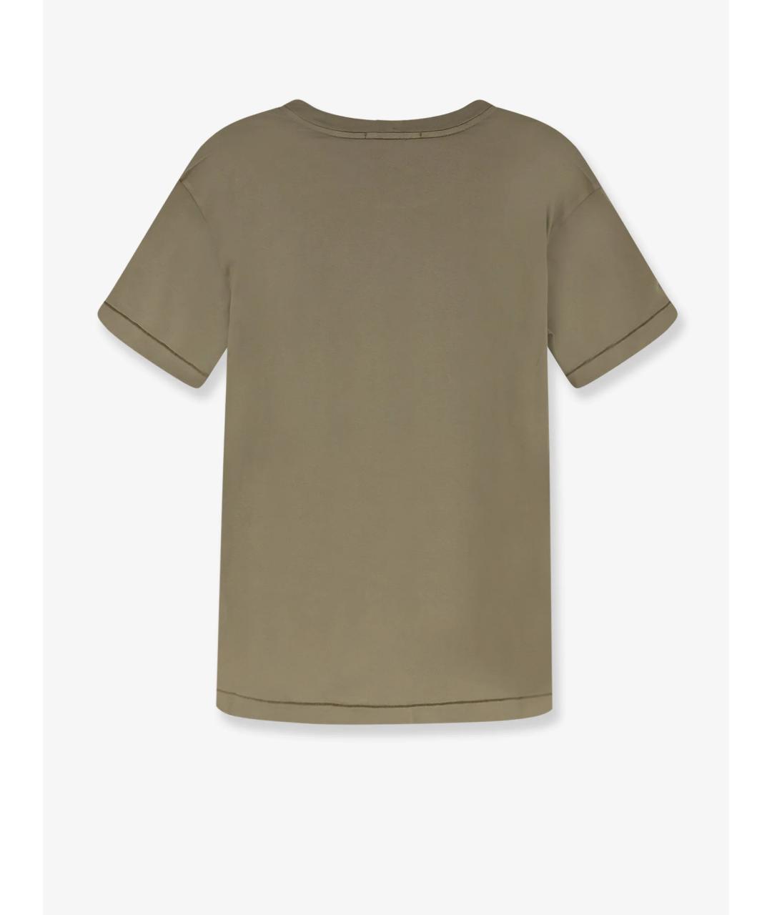 STONE ISLAND Хаки хлопковая футболка, фото 2