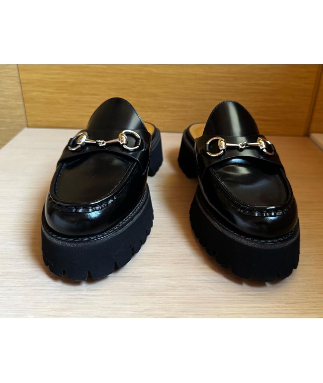 GUCCI Черные кожаные мюли, фото 2