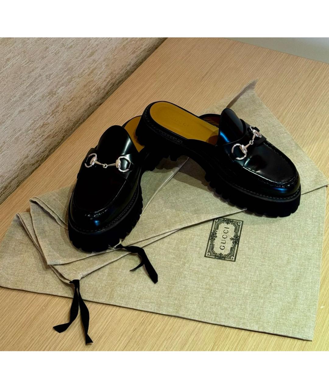 GUCCI Черные кожаные мюли, фото 5