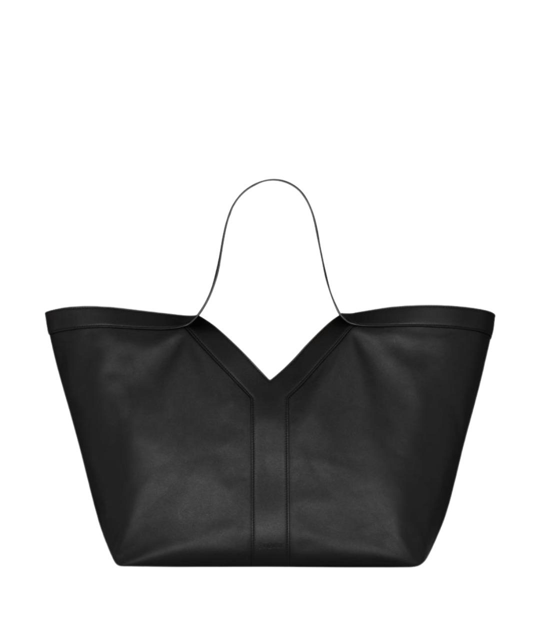 SAINT LAURENT Черная кожаная сумка тоут, фото 1