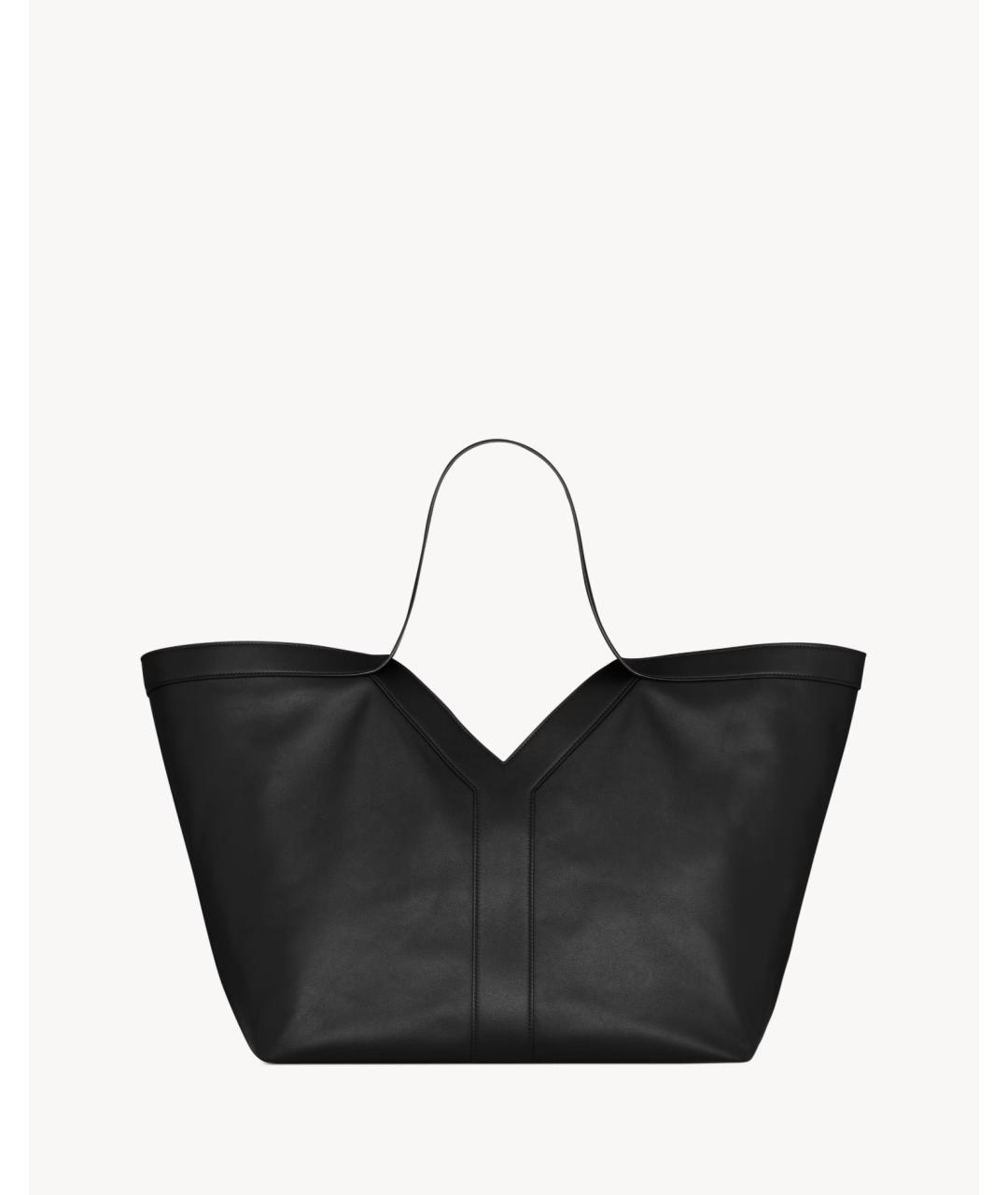 SAINT LAURENT Черная кожаная сумка тоут, фото 3