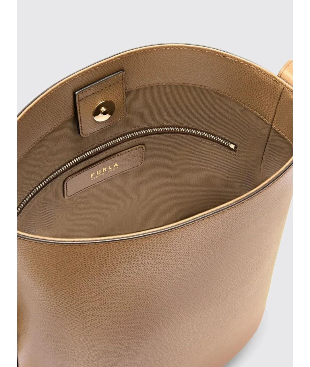 FURLA Бежевая кожаная сумка через плечо, фото 4