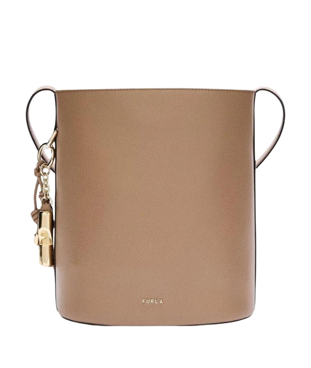 FURLA Бежевая кожаная сумка через плечо, фото 1
