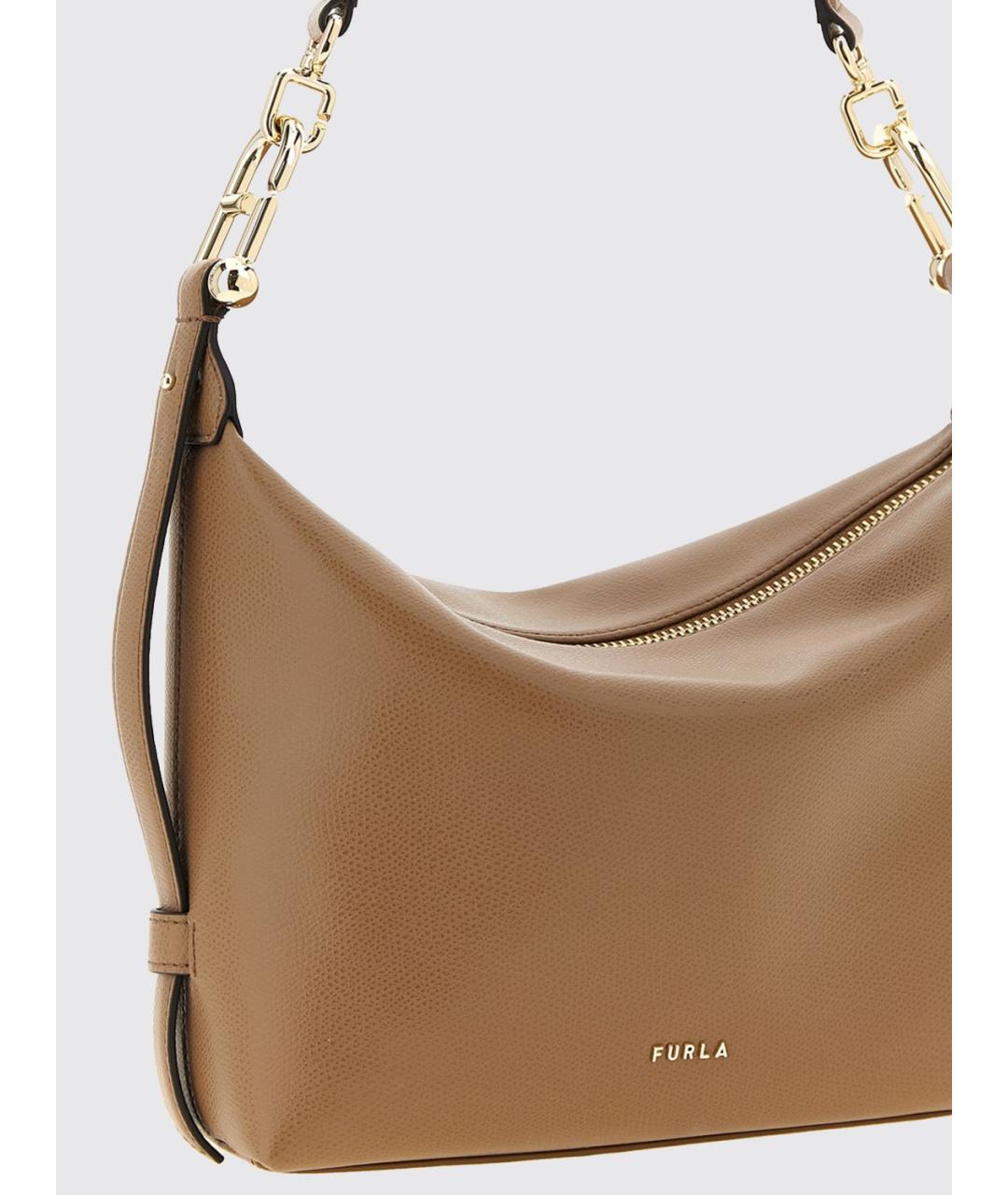 FURLA Бежевая кожаная сумка через плечо, фото 3