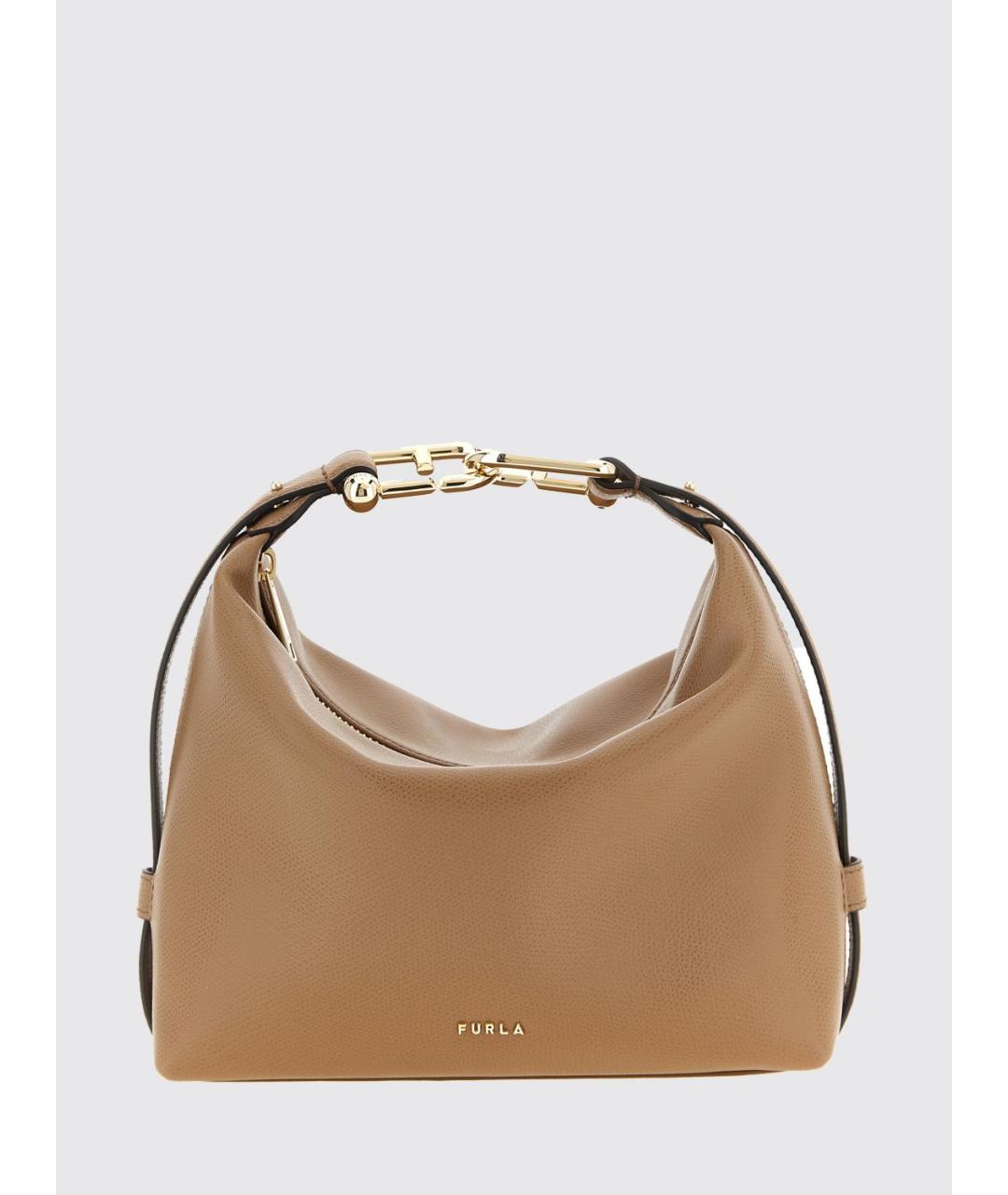 FURLA Бежевая кожаная сумка через плечо, фото 5