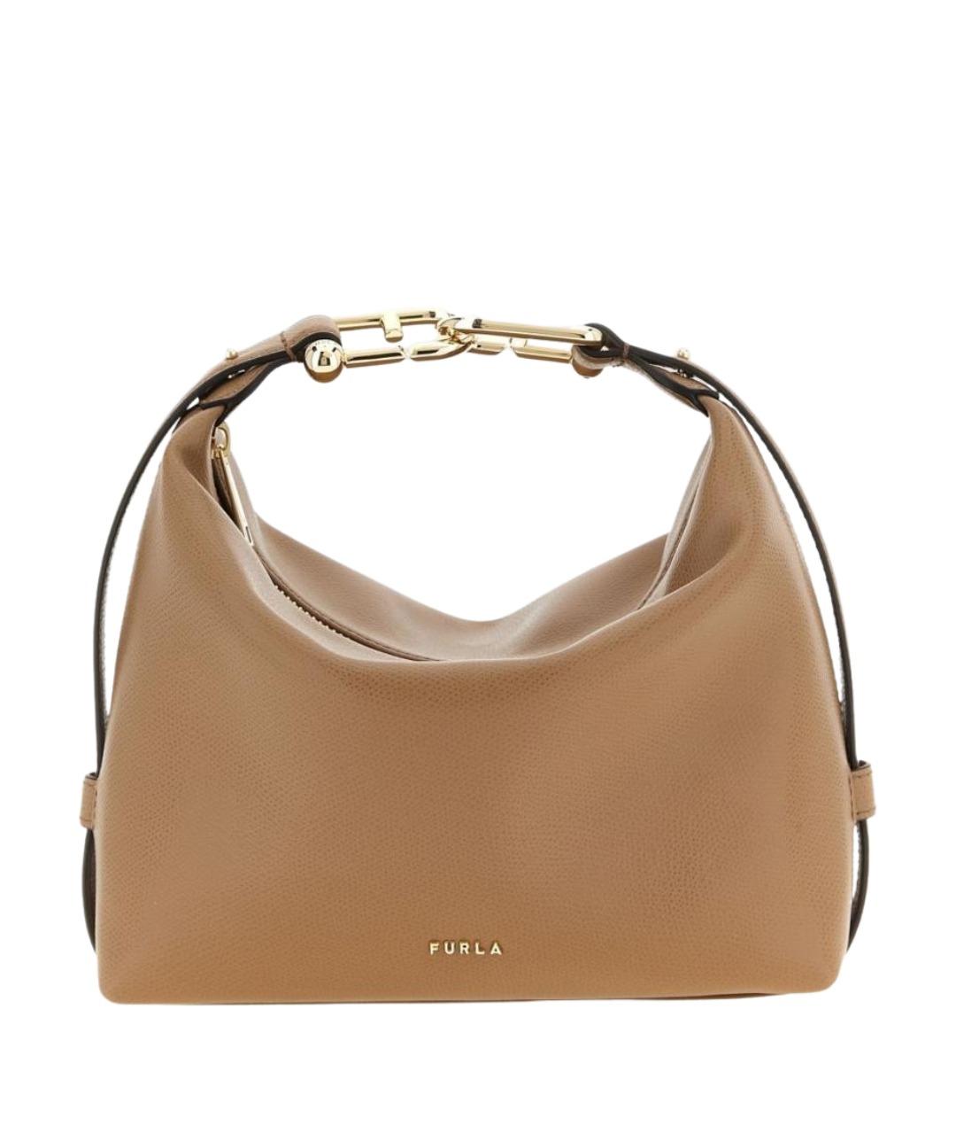 FURLA Бежевая кожаная сумка через плечо, фото 1