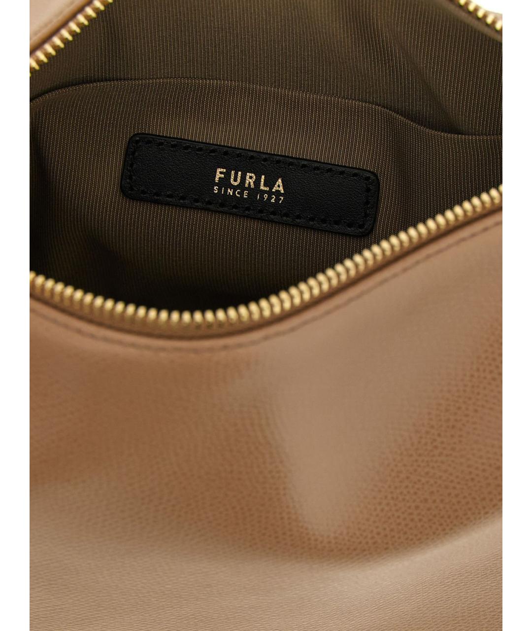 FURLA Бежевая кожаная сумка через плечо, фото 4