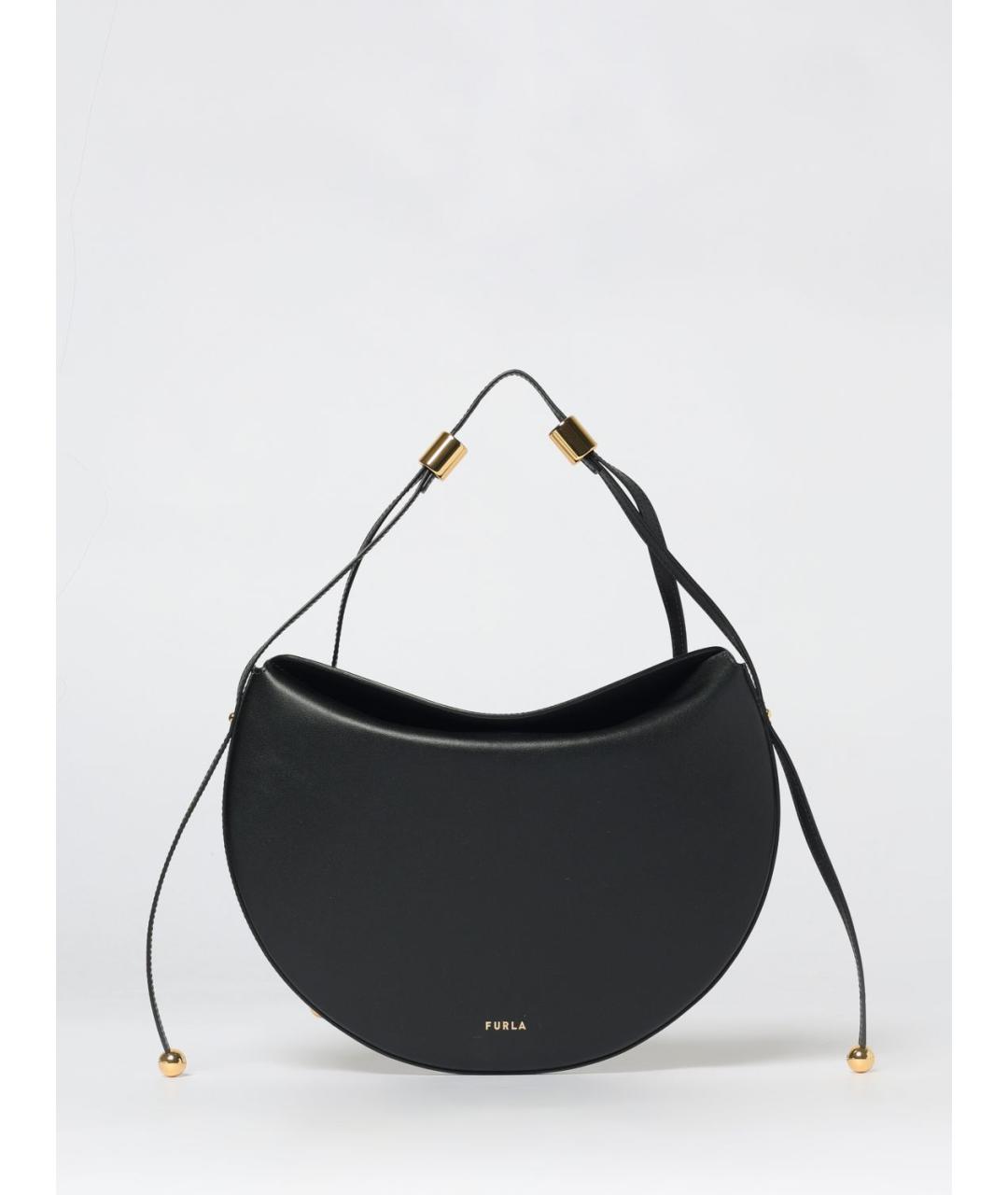 FURLA Черная кожаная сумка с короткими ручками, фото 5