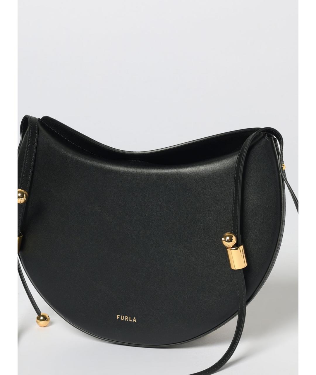 FURLA Черная кожаная сумка с короткими ручками, фото 4