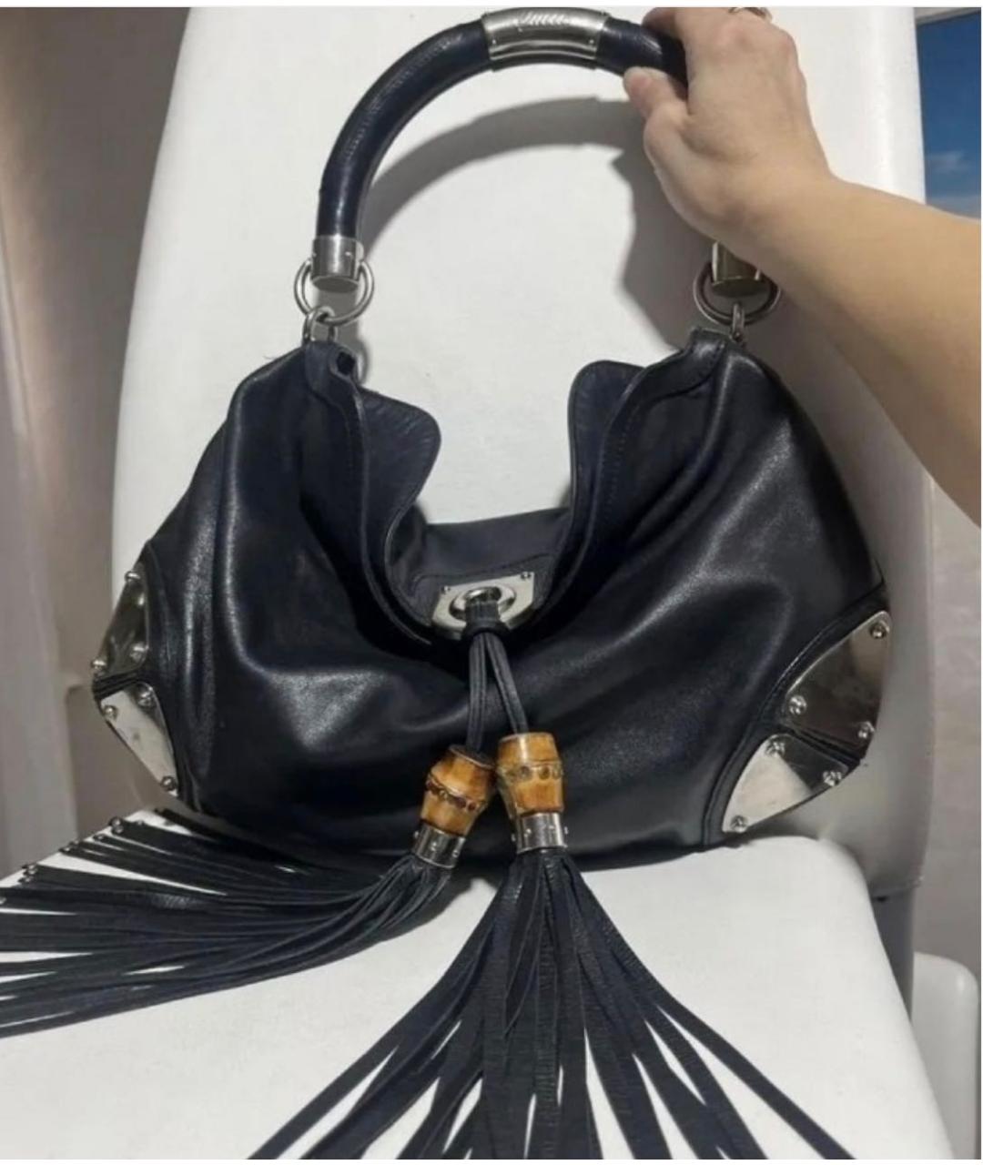 GUCCI Черная кожаная сумка с короткими ручками, фото 7