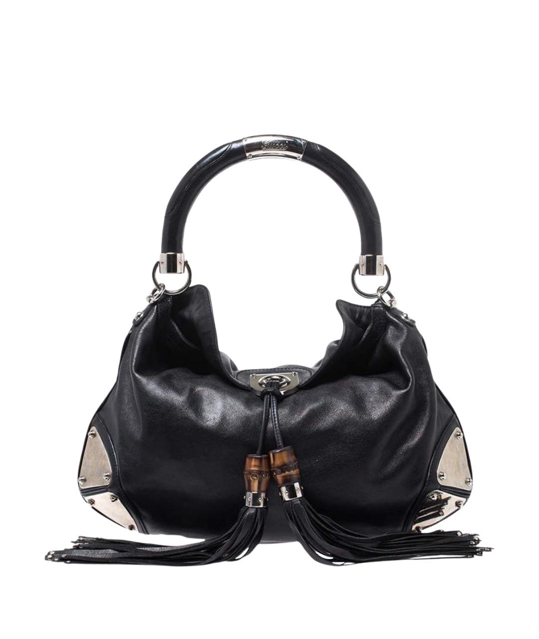 GUCCI Черная кожаная сумка с короткими ручками, фото 1