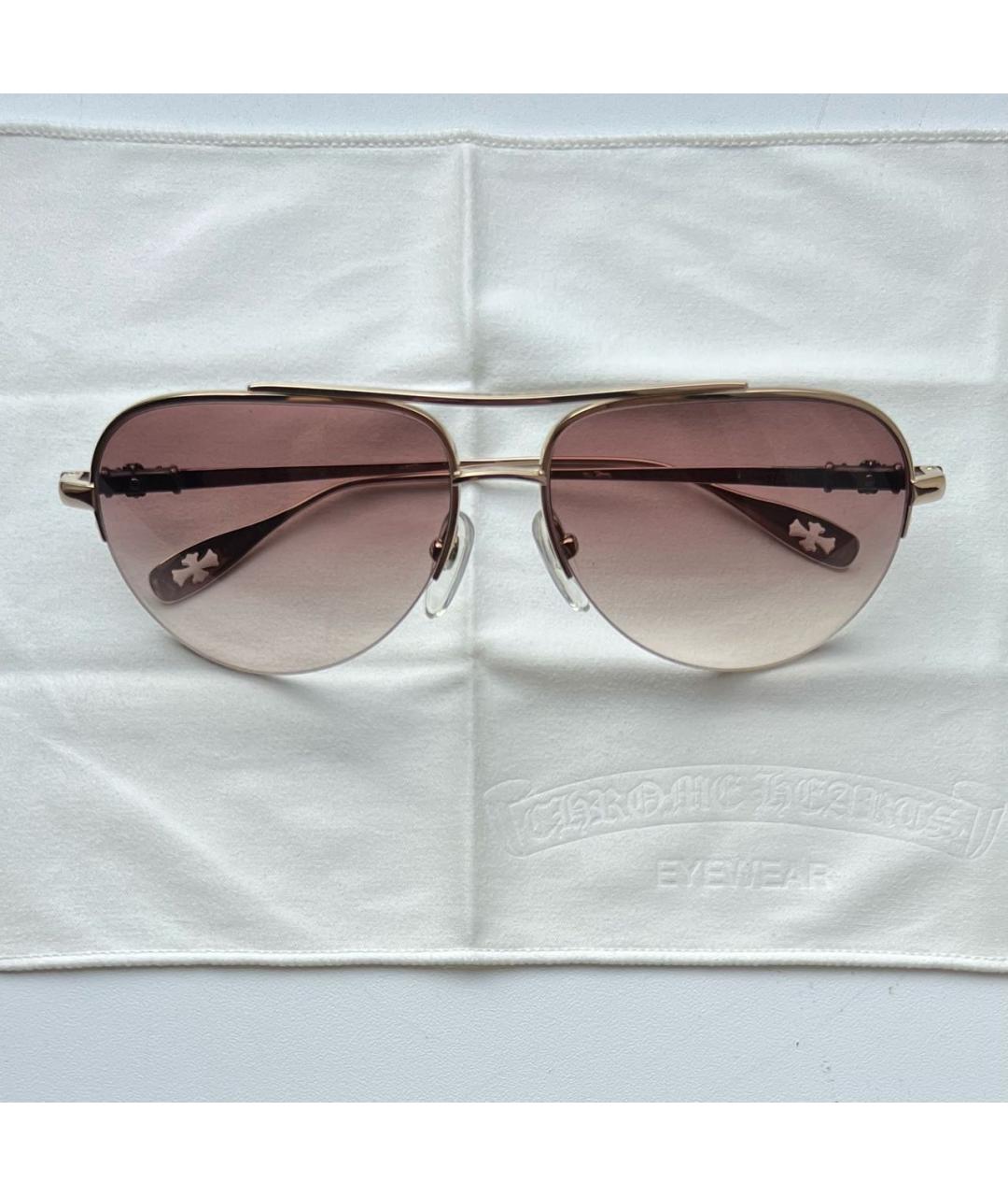 CHROME HEARTS Золотые металлические солнцезащитные очки, фото 8