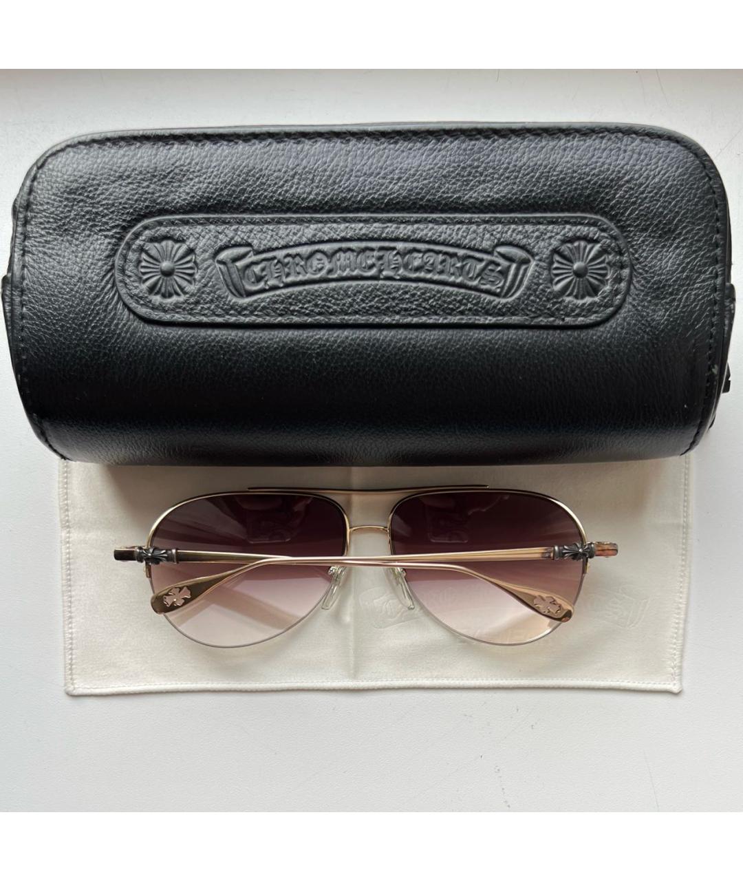 CHROME HEARTS Золотые металлические солнцезащитные очки, фото 7