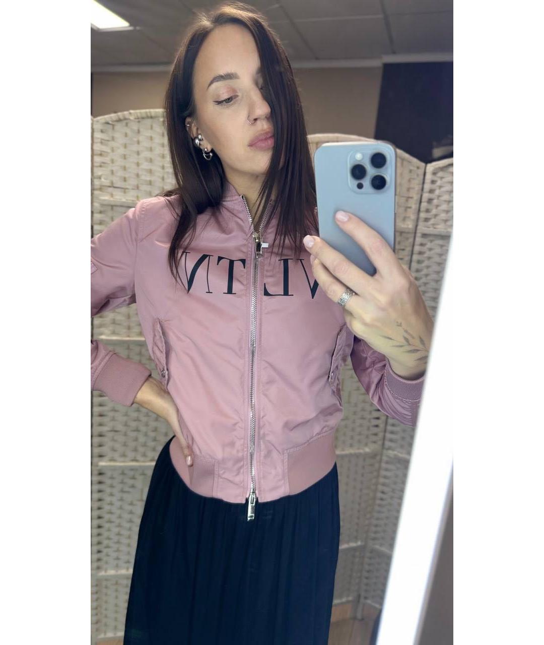 VALENTINO Розовая полиэстеровая куртка, фото 5