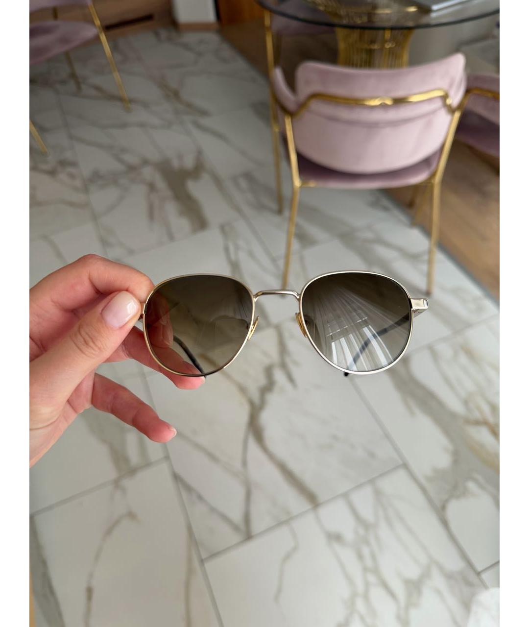 SAINT LAURENT Золотые металлические солнцезащитные очки, фото 5