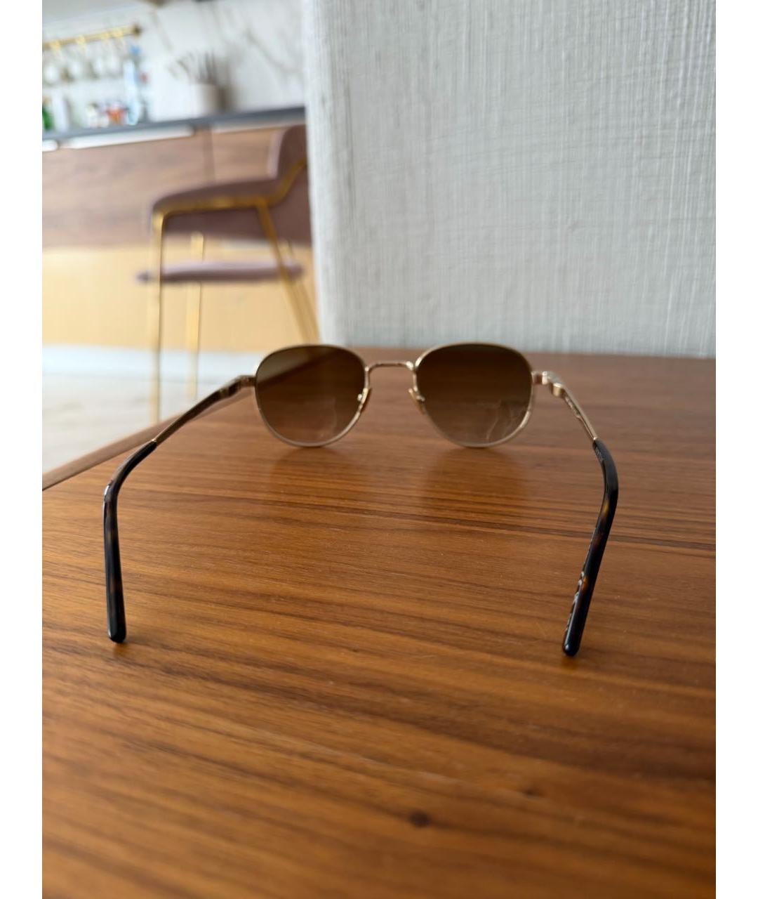 SAINT LAURENT Золотые металлические солнцезащитные очки, фото 2