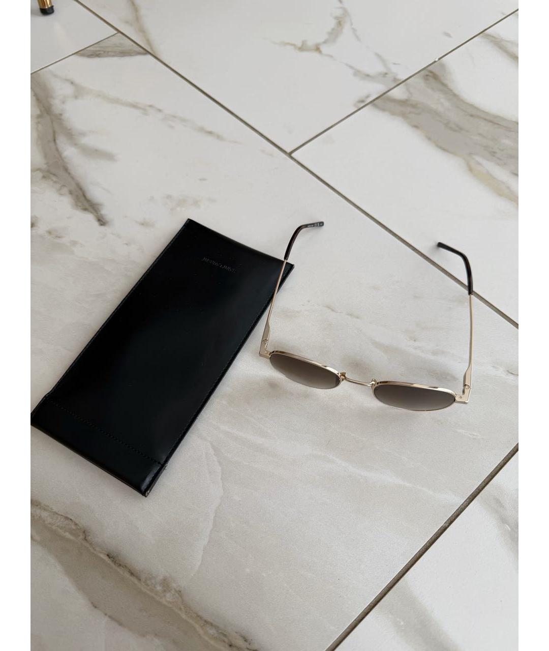 SAINT LAURENT Золотые металлические солнцезащитные очки, фото 4