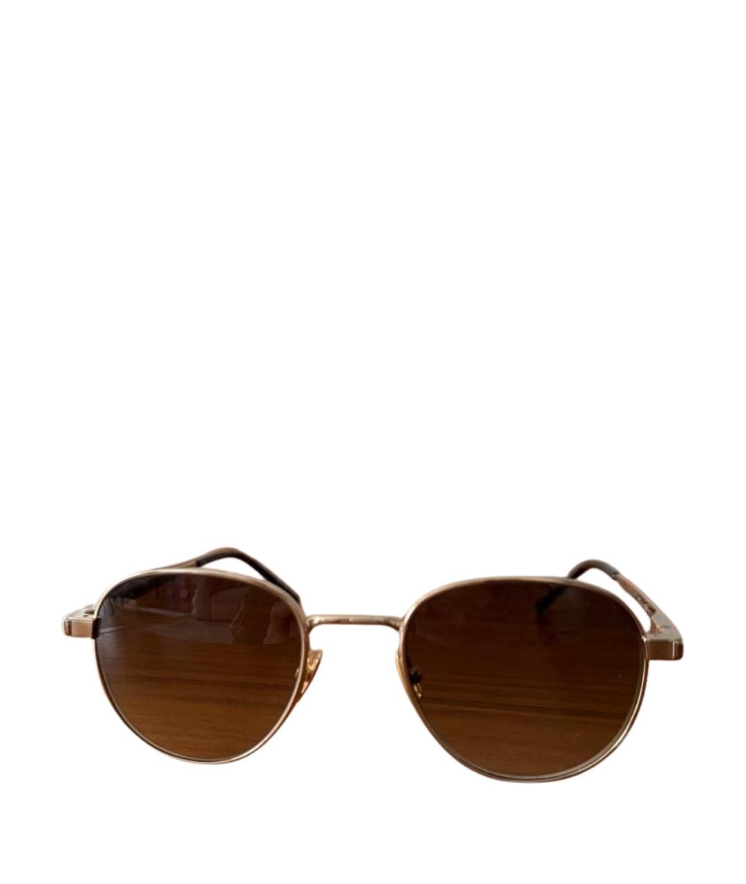 SAINT LAURENT Золотые металлические солнцезащитные очки, фото 1