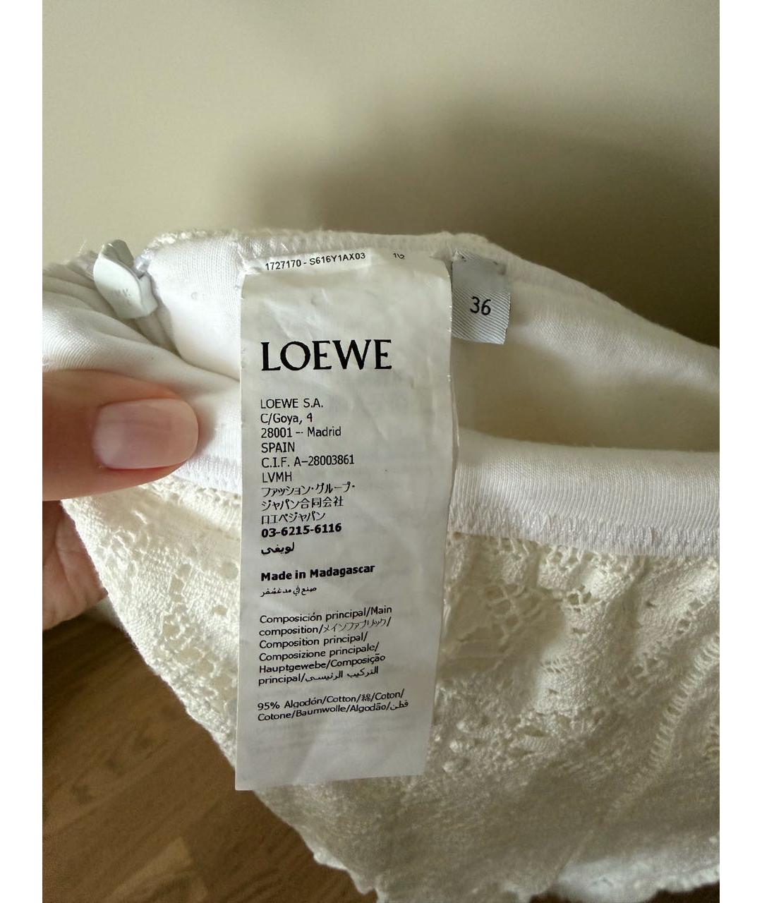 LOEWE Белая хлопковая юбка мини, фото 5