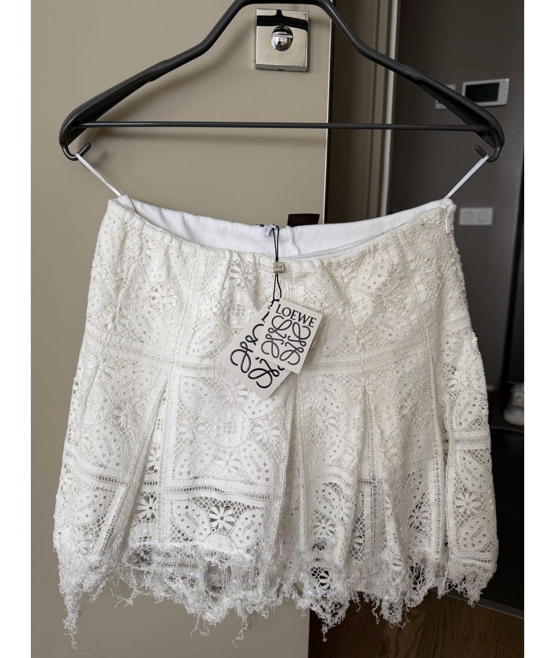 LOEWE Белая хлопковая юбка мини, фото 4