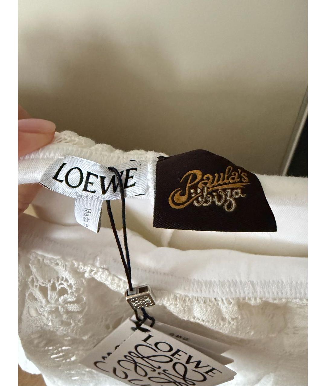 LOEWE Белая хлопковая юбка мини, фото 6