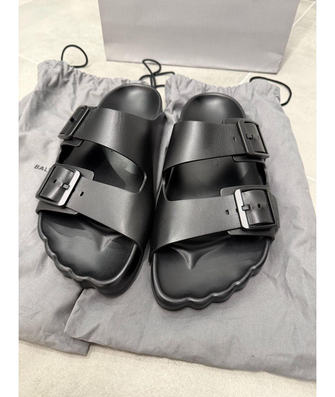 BALENCIAGA Черные кожаные шлепанцы, фото 2