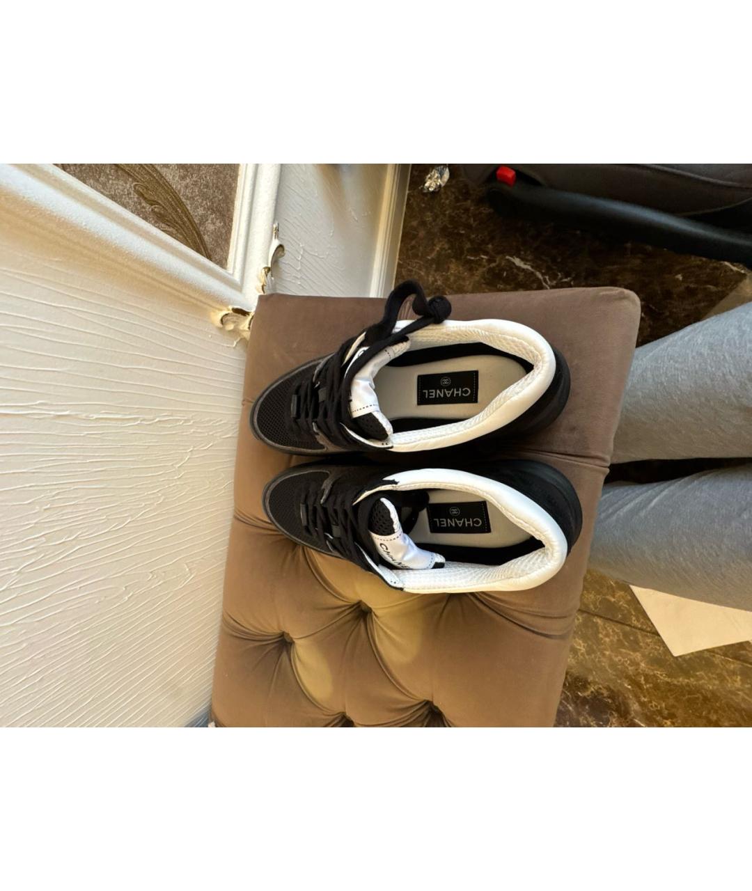 CHANEL Черные кожаные кроссовки, фото 3