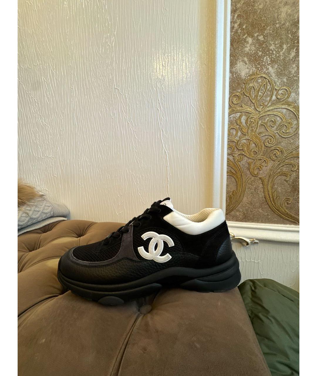 CHANEL Черные кожаные кроссовки, фото 5