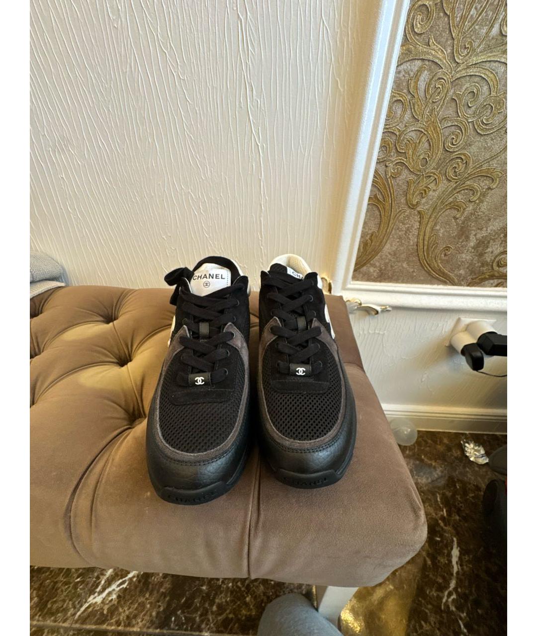 CHANEL Черные кожаные кроссовки, фото 2
