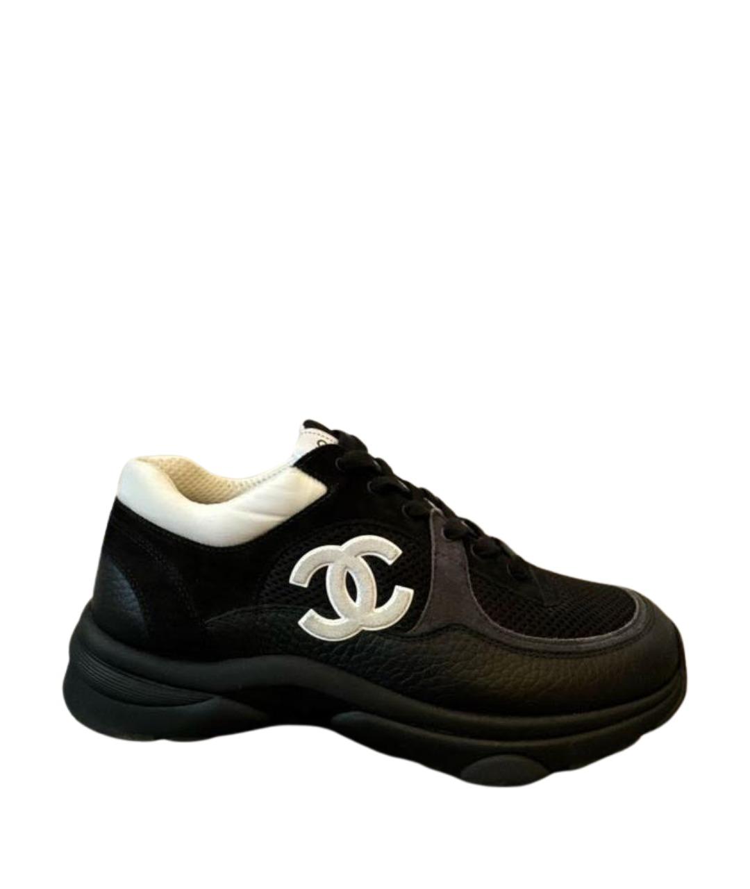CHANEL Черные кожаные кроссовки, фото 1
