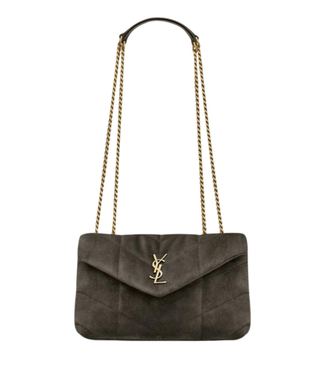 SAINT LAURENT Коричневая замшевая сумка через плечо, фото 1