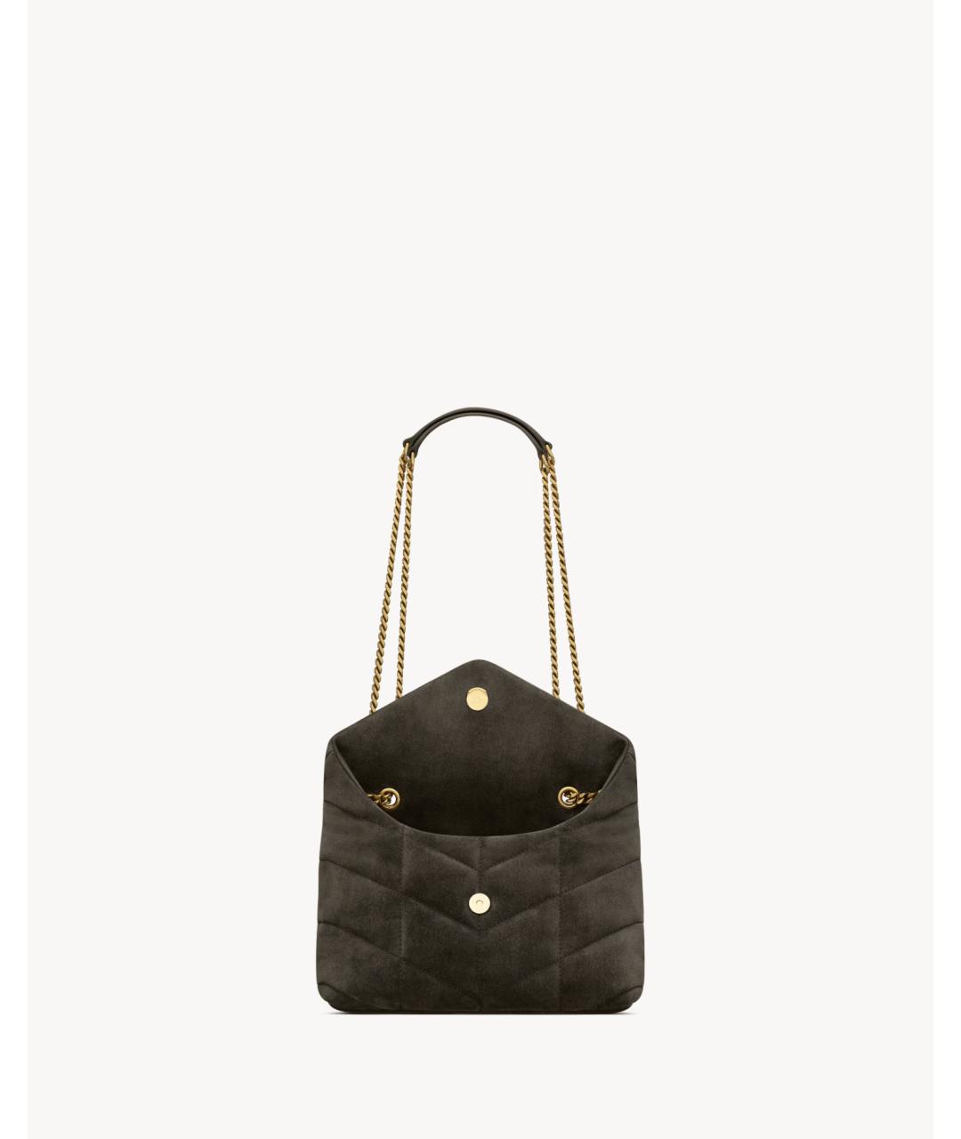 SAINT LAURENT Коричневая замшевая сумка через плечо, фото 5