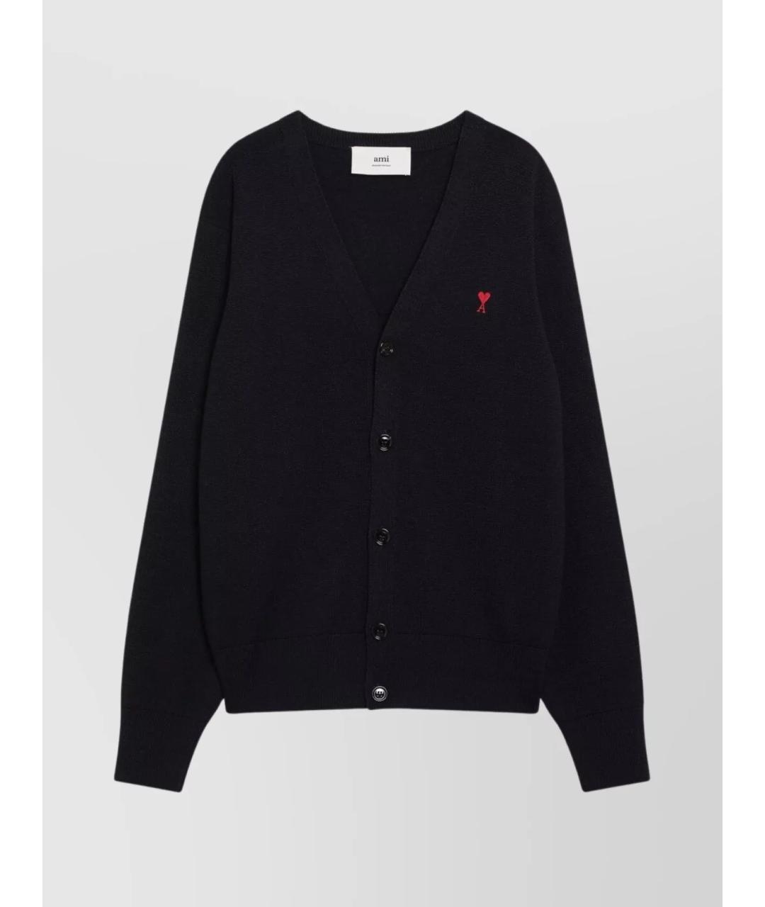 Ami Paris Темно-синий шерстяной кардиган, фото 3