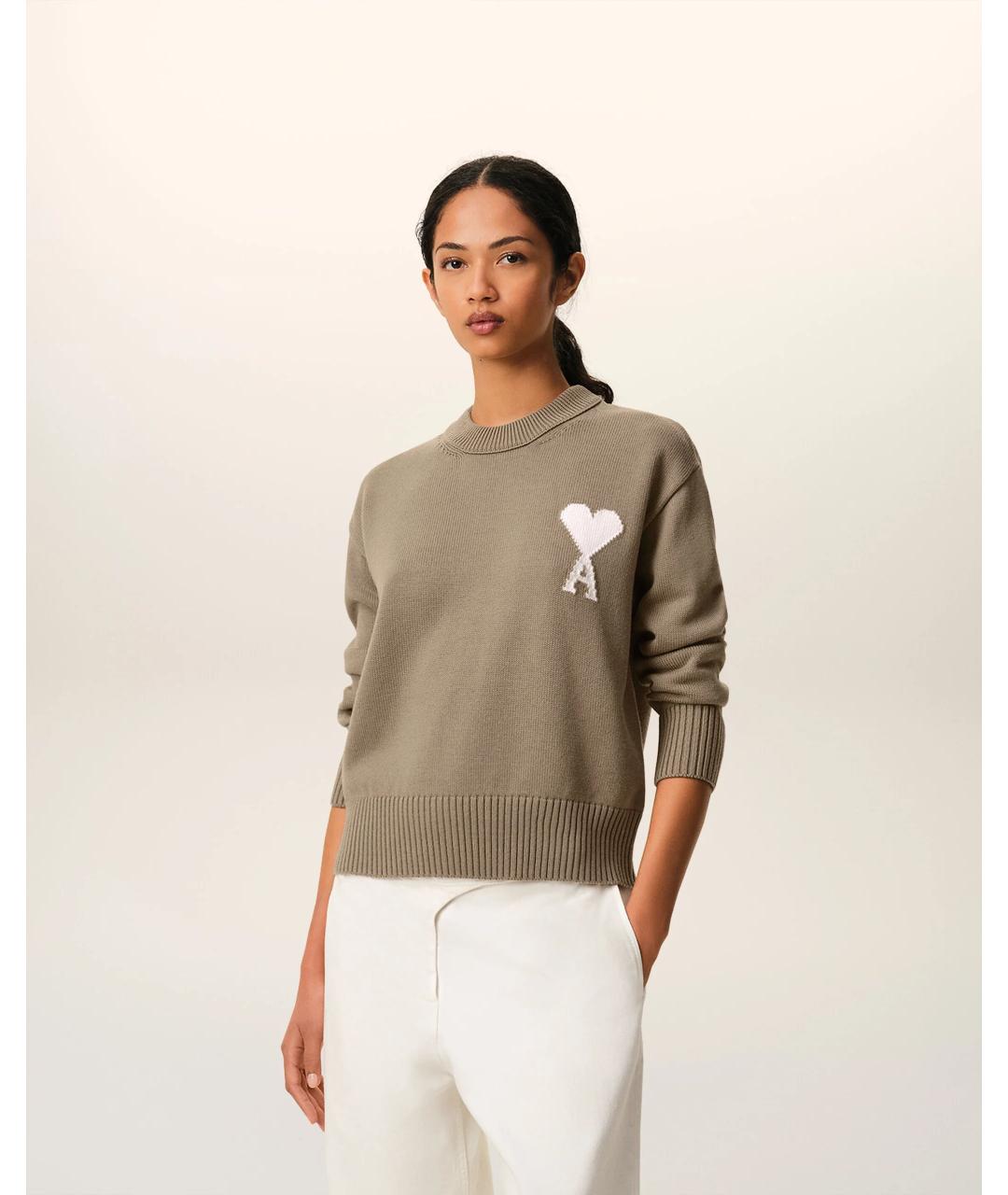 Ami Paris Бежевый шерстяной джемпер / свитер, фото 2