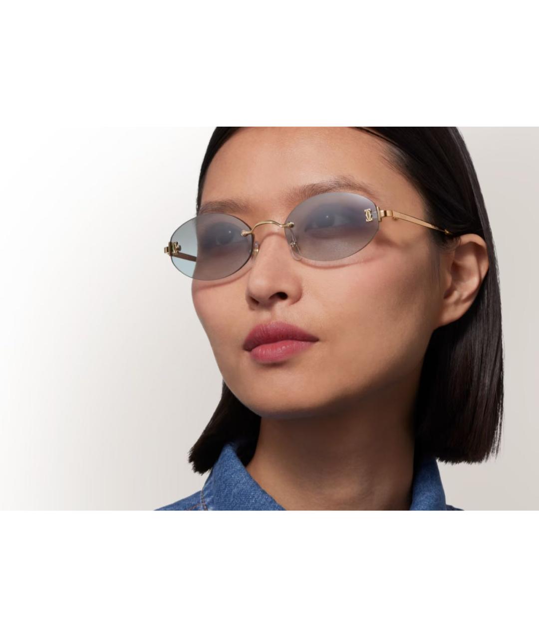 CARTIER Золотые металлические солнцезащитные очки, фото 5