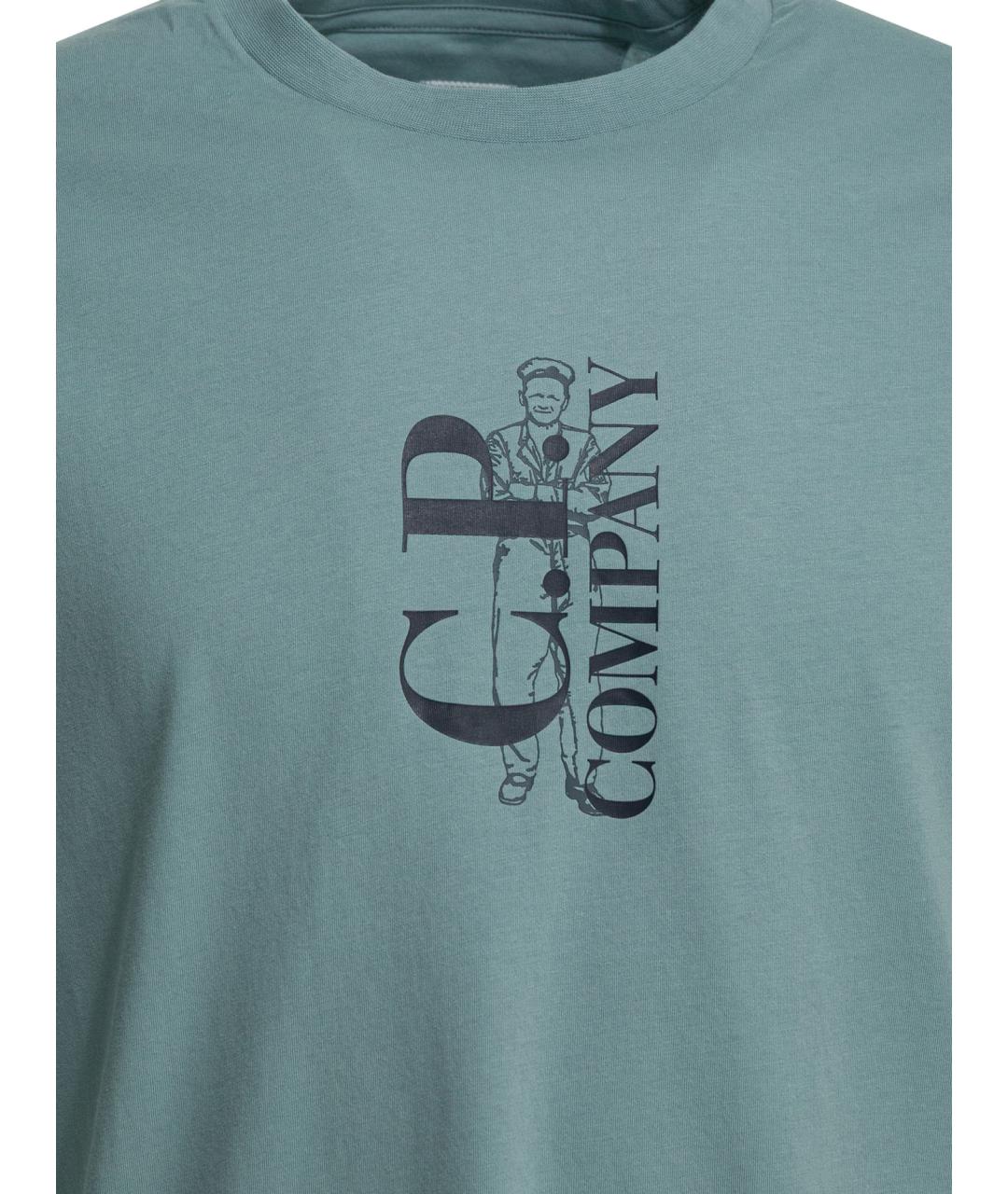 CP COMPANY Голубая хлопковая футболка, фото 3
