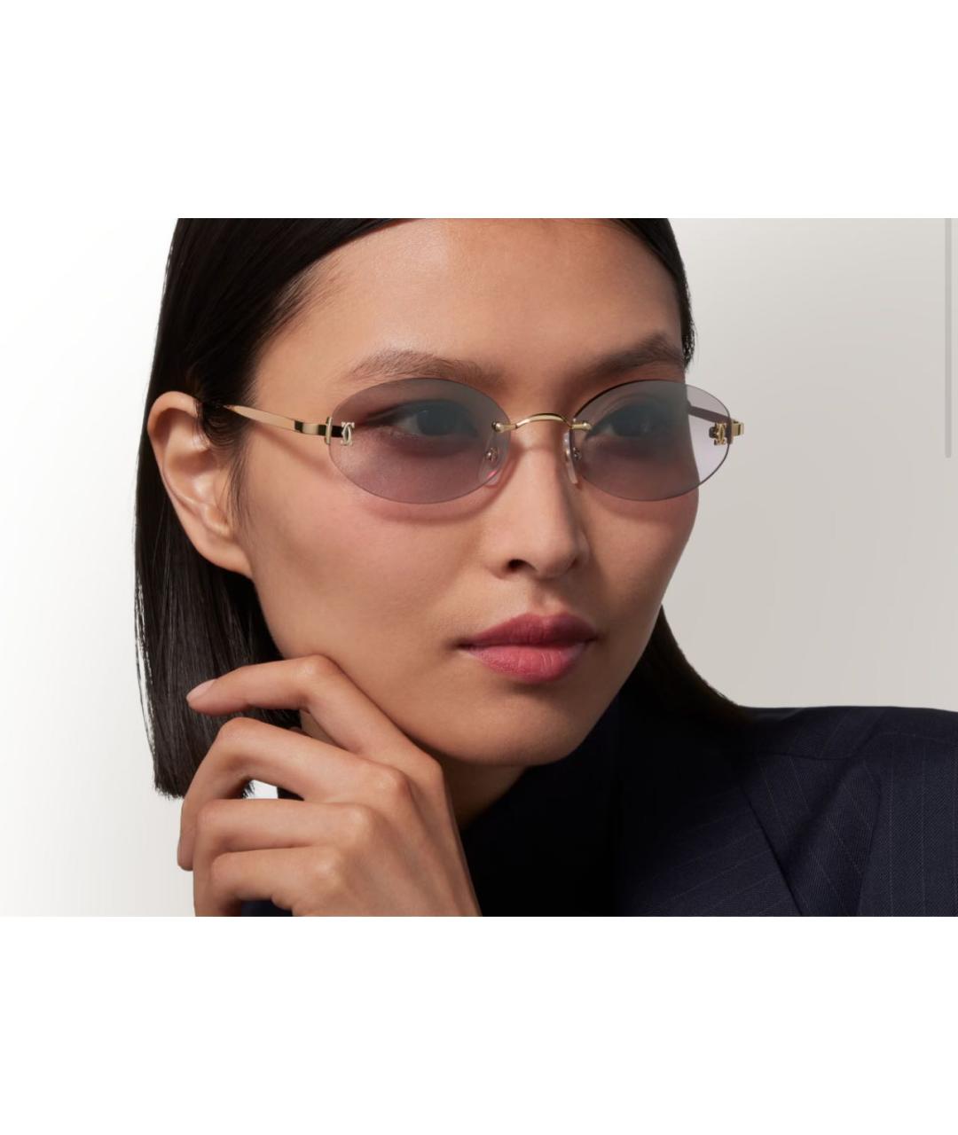CARTIER Золотые металлические солнцезащитные очки, фото 5